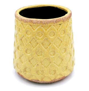 Keramický obal na květinu květináč hořčicová barva